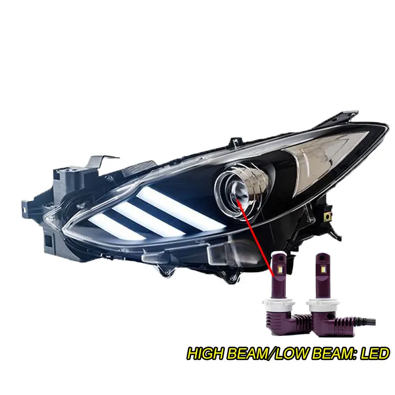 LED Автомобильный Стайлинг, светодиодный, HID Rio, светодиодный, для фар, Головной фонарь, чехол для Mazda 3, Мазда 3, M3, фара,,,, Би-ксеноновые линзы, ближний свет - Цвет: LED
