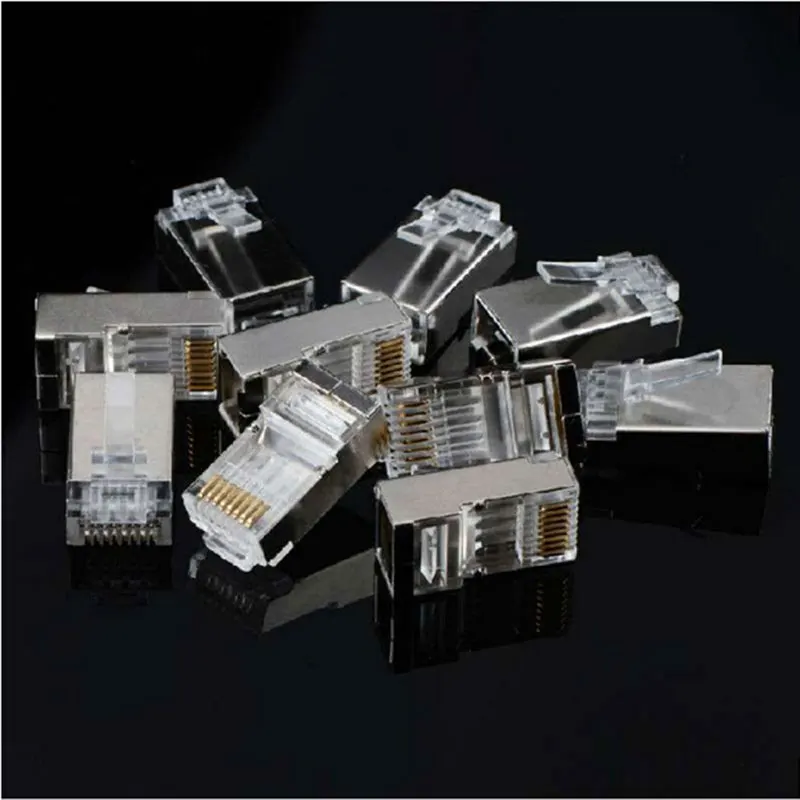 50 шт. металлический экранированный RJ45 разъем Ethernet сетевой концы 8 pin разъемы CAT5