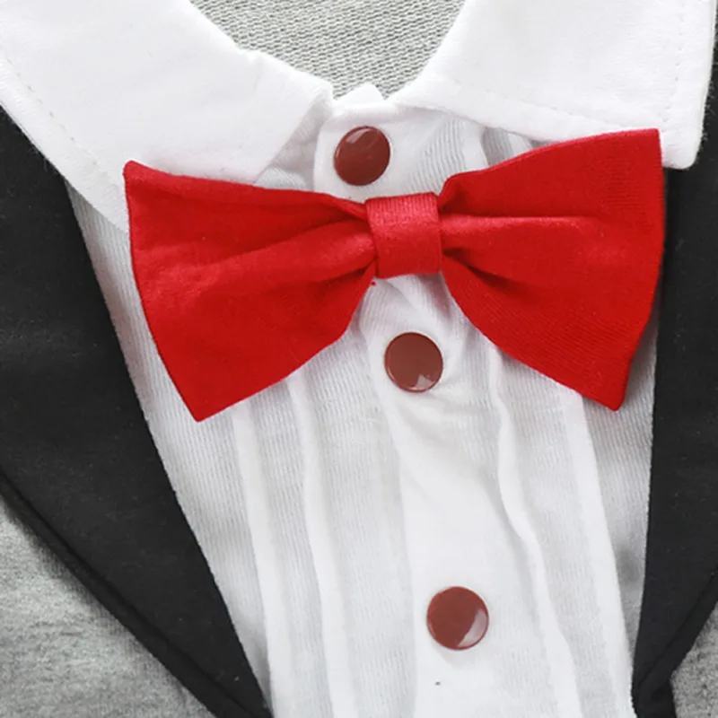 Baby Rompers Suit Cotton Boy Clothes Long Sleeve Bow Tie Bebe Newborn Jumpsuits Toddler Boys Costume 0-18M |