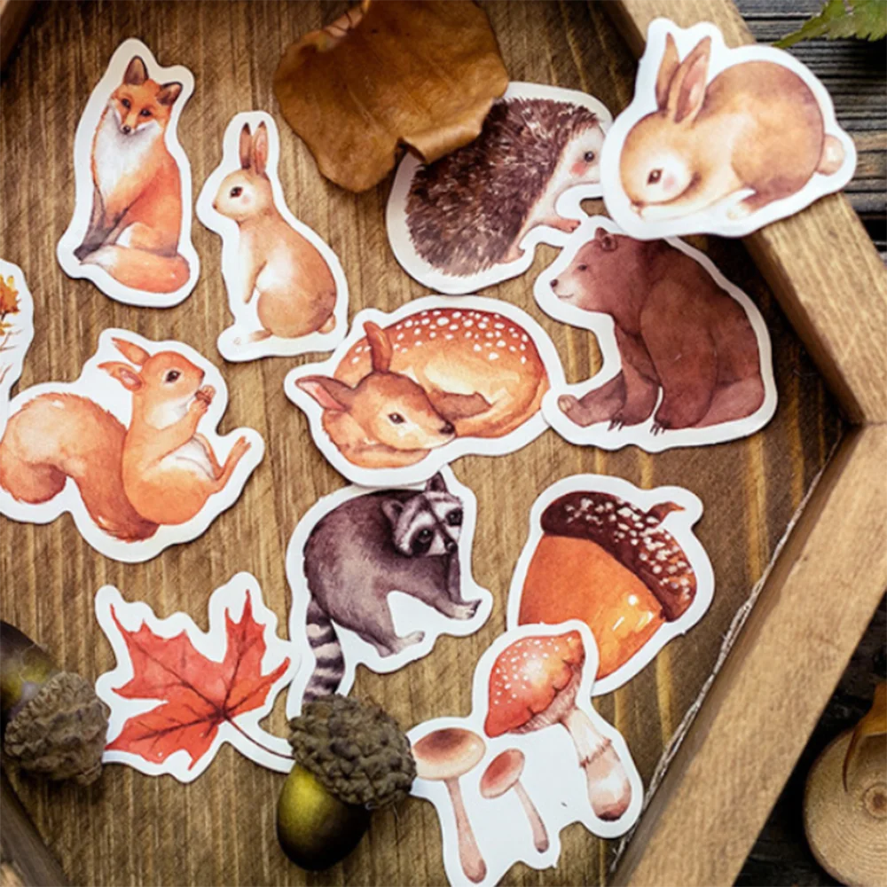 46 шт./компл. наклейки с лесными животными Kawaii Канцтовары Papeleria DIY Скрапбукинг