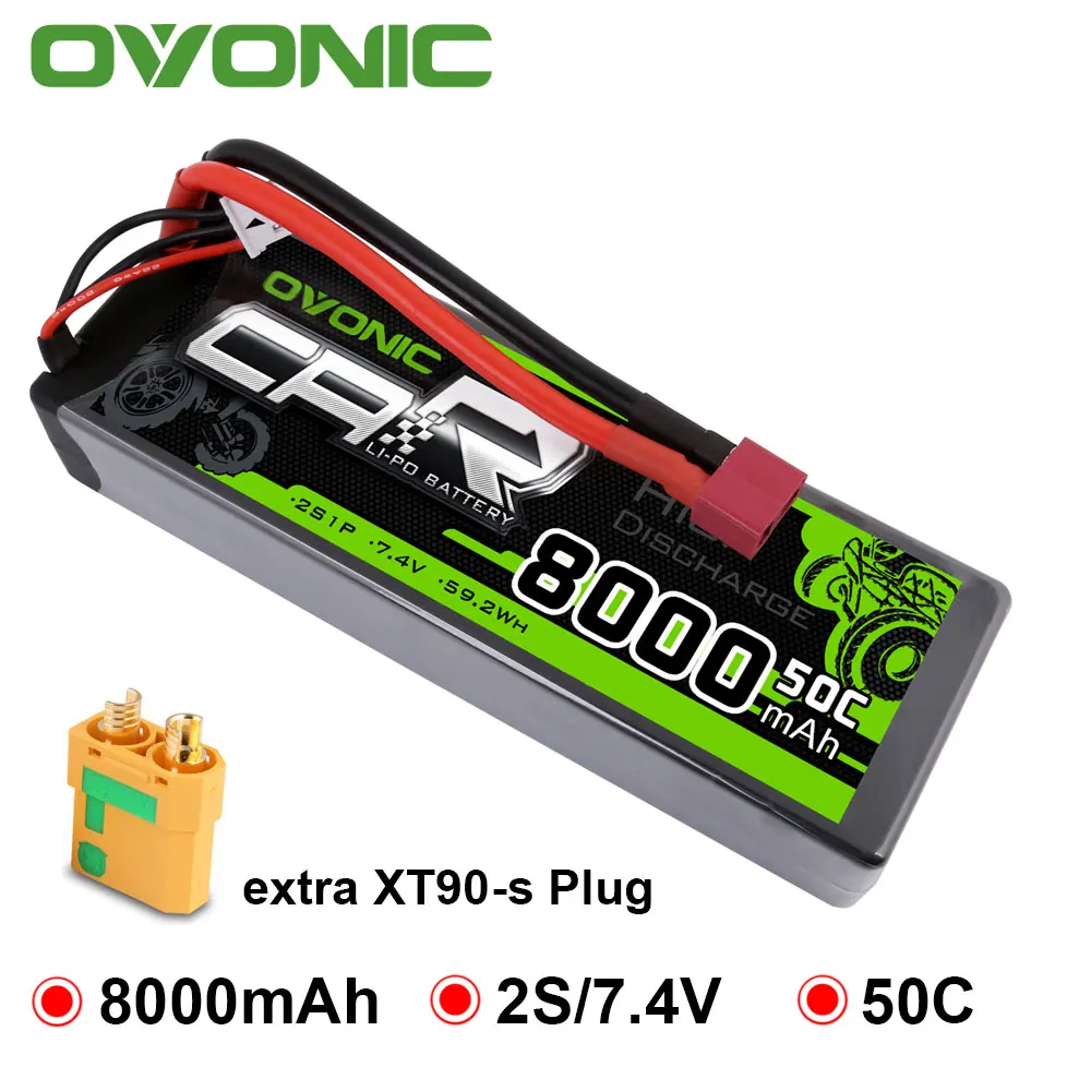 extra XT90-S Plug Ovonic 2S Lipo Батарея 7,4 V 50C 8000 мА/ч, жесткий чехол с деканов T штекер для RC автомобиль RC грузовик радиоуправляемая автомодель трагги вертолета RC лодка - Цвет: extra XT90-S Plug