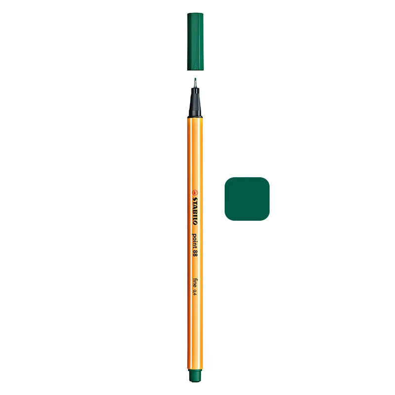 1 шт. Stabilo Point 88 Fineliner 0,4 мм фломастер Профессиональный маркер для рисования лайнер иллюстрация эскизная ручка дизайн - Цвет: pine green