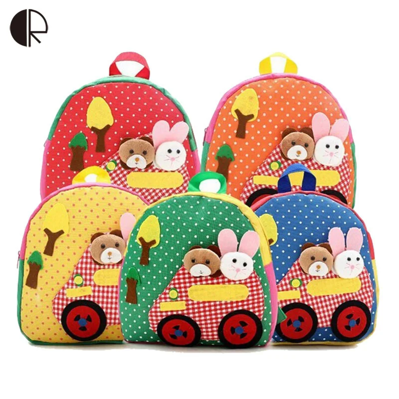 Новые милые детские школьные ранцы, холщовый рюкзак с аппликацией мультяшных животных, миниатюрная сумка для книг для малышей, детских садо...