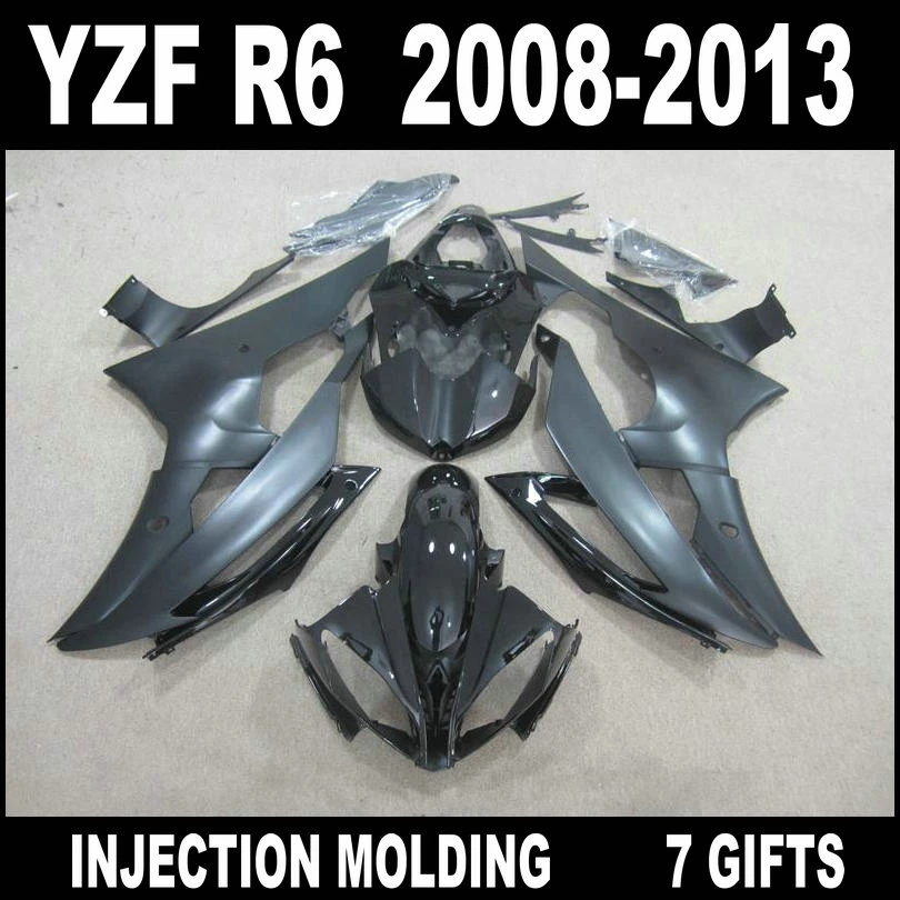 Глянцевая плоская черная обтекатель для мотоцикла YZF R6 2008 2009-2013 высокого качества