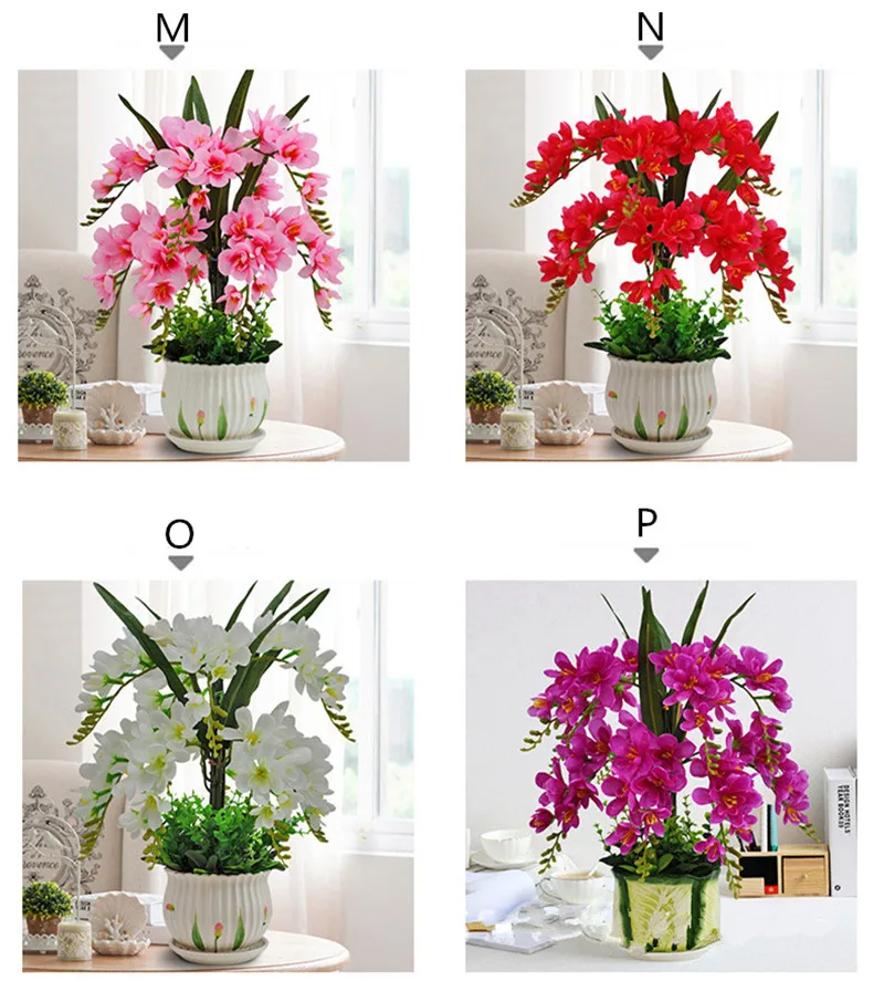 Цветы искуственные künstliche blumen fleurs artificielles Нежный Phalaenopsis искусственные цветы в горшке искусственный букет цветов горшки