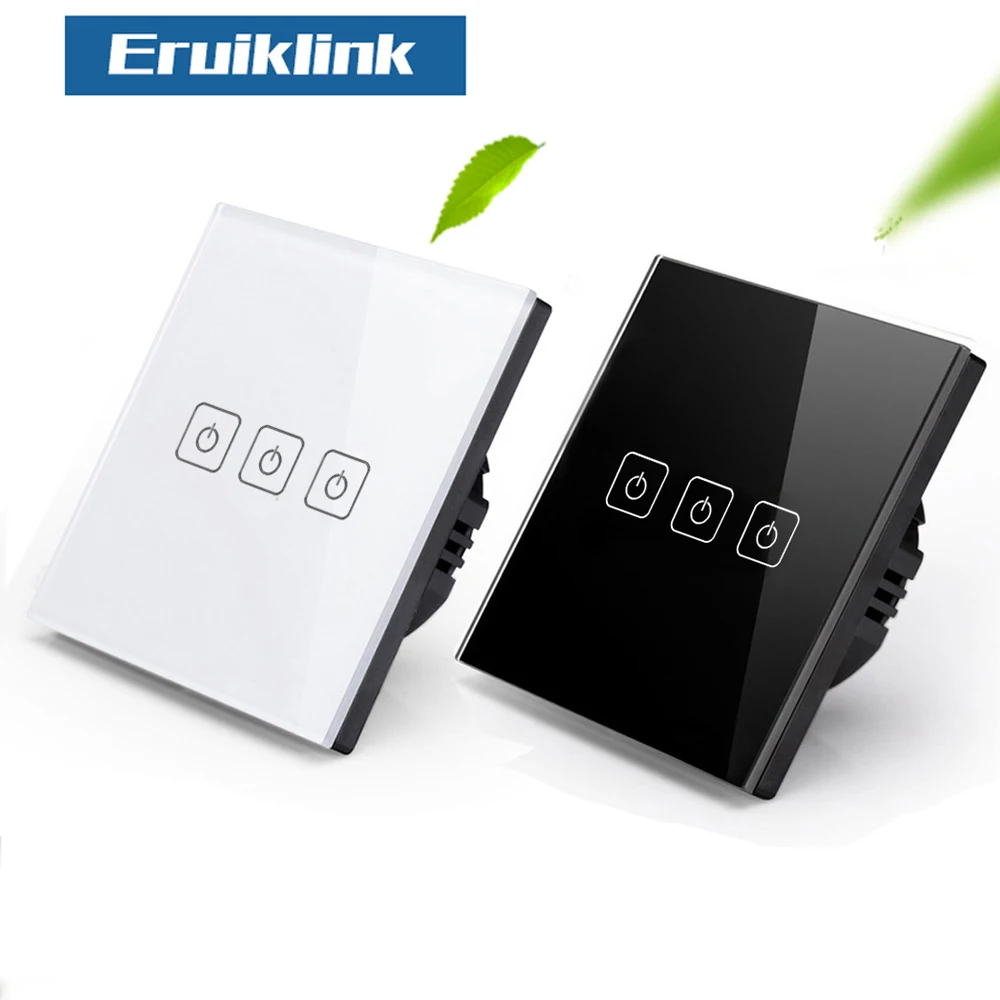 Стандарт ЕС/Великобритания Eruiklink сенсорный выключатель 3 банды 1 способ настенный