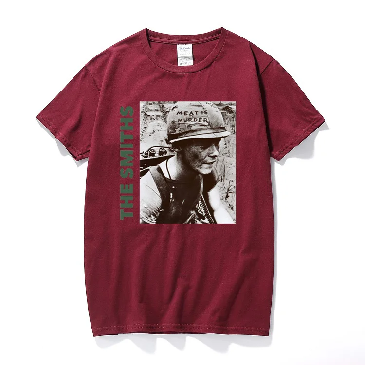 Футболка The Smiths, топ, английский рок-группа, Meat Is Murder, 1985, Morrissey Marr, хлопковые футболки с короткими рукавами и круглым вырезом, европейский размер - Цвет: Бургундия