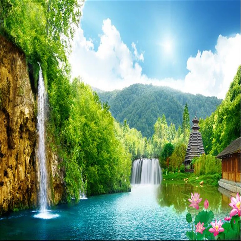 Большие пользовательские обои beibehang декоративные флуоресцентные с живописным