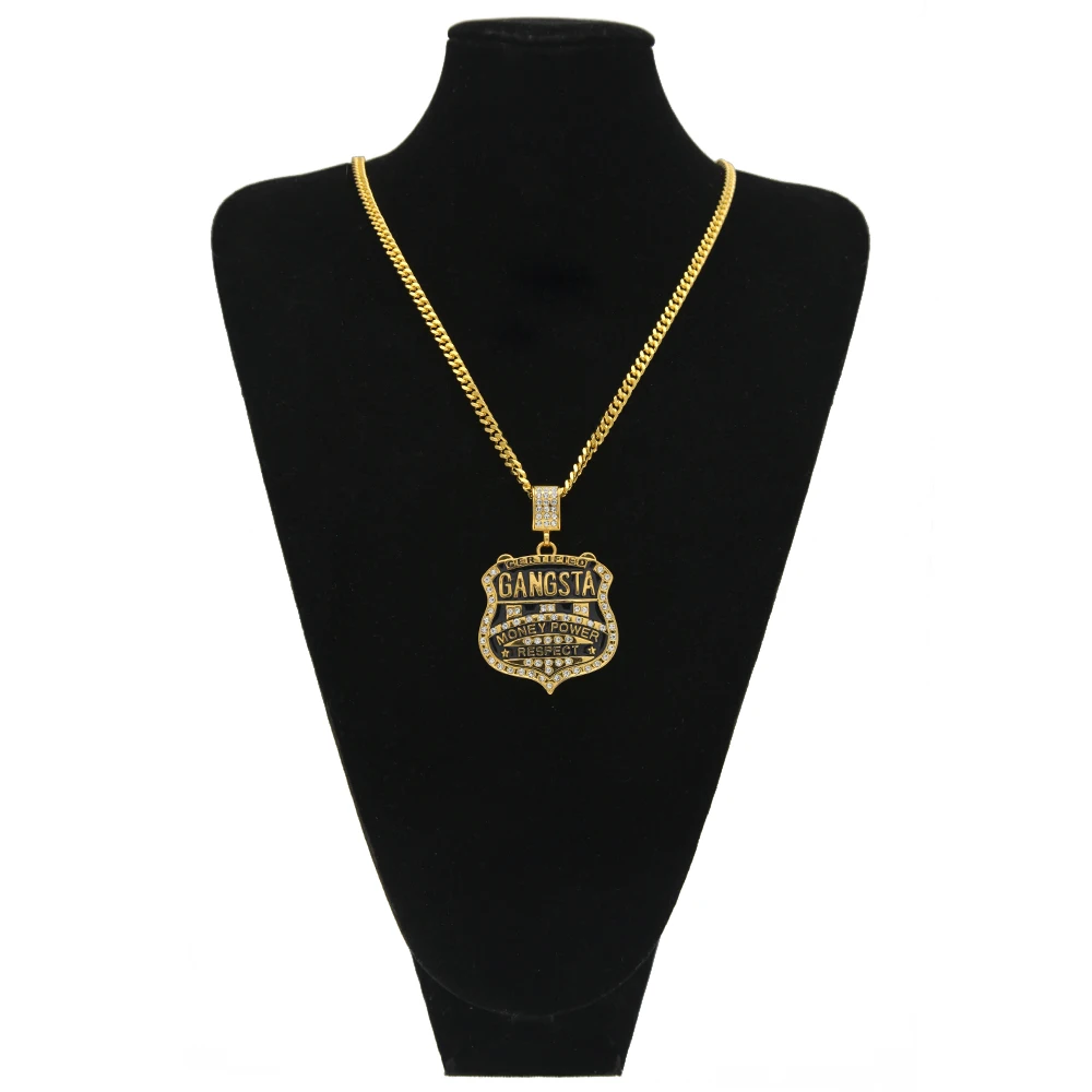 Лидер продаж хип хоп ювелирные изделия щит гангста стразы ожерелье с кулоном