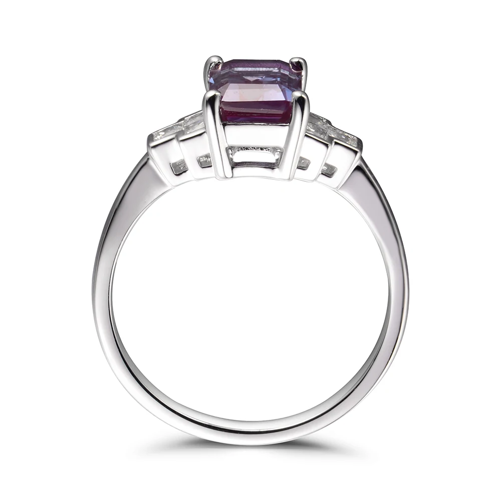 Leige Jewelry Engagement Rings Alexandrite Emerald Cut Color Changing Gems Solid 925 Sterling Silver June Birthstone Gifts | Украшения и