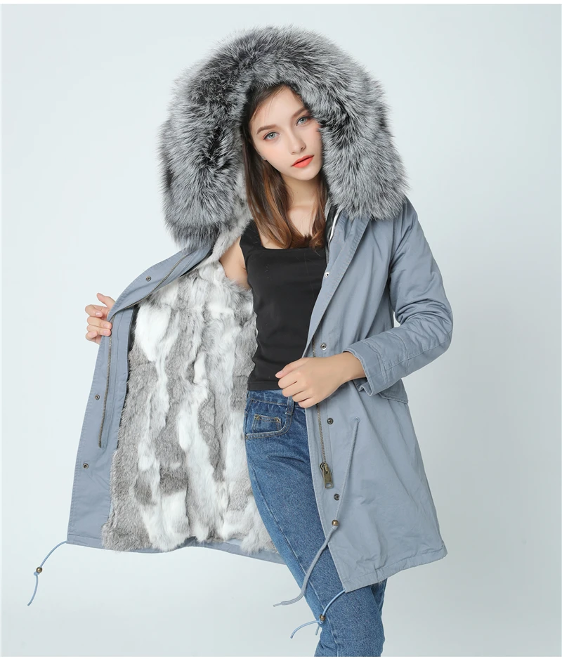 OFTBUY камуфляжная Длинная зимняя куртка женская парка воротник из натурального меха енота с капюшоном шуба из натурального кролика Толстая теплая парка