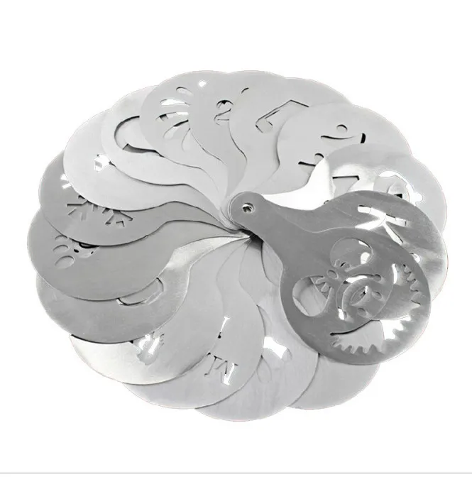 

Metal mold flower coffee latte die metal aluminum mold 16 patterns