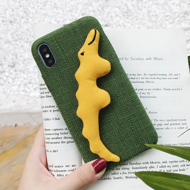 For IphoneXS/XR/7/8plus Winter Fashion Cute 3D Plush Dinosaur Doll Christmas Gift Linen Warm Flannel Cloth Phone Case |