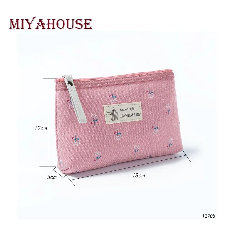 Miyahouse Новая женская холщовая косметичка с цветочным принтом маленькая Дамская косметичка на молнии косметичка для девочек косметичка Органайзер чехол для хранения