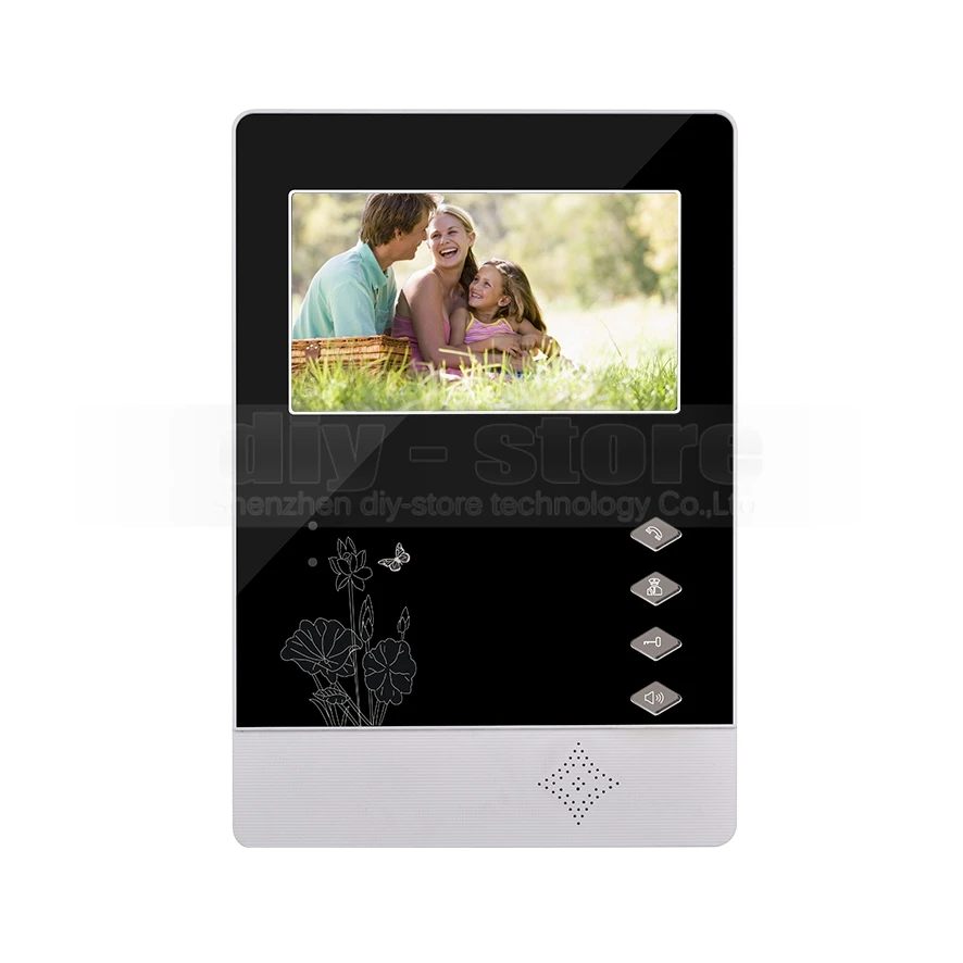 DIYSECUR 4.3 inch Indoor Monitor + 600 TVLine HD Camera IR Night Vision Video Door Phone Video Intercom 1V6