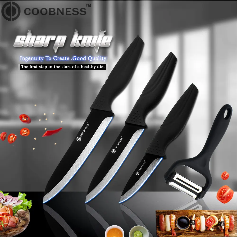 356 inch peeler COOBNESS брендовый набор кухонных ножей из 4 предметов " 4" " 6" черный керамический нож и многофункциональная Овощечистка Набор аксессуаров для приготовления пищи - Цвет: 356 inch peeler