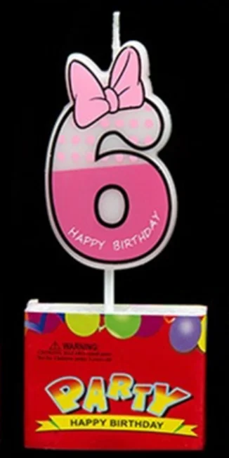 Pink 6 Милые свечи для мальчиков и девочек на день рождения, дизайн 5 см, высота 0-9 лет, вечерние украшения, подарок - Цвет: Pink 6