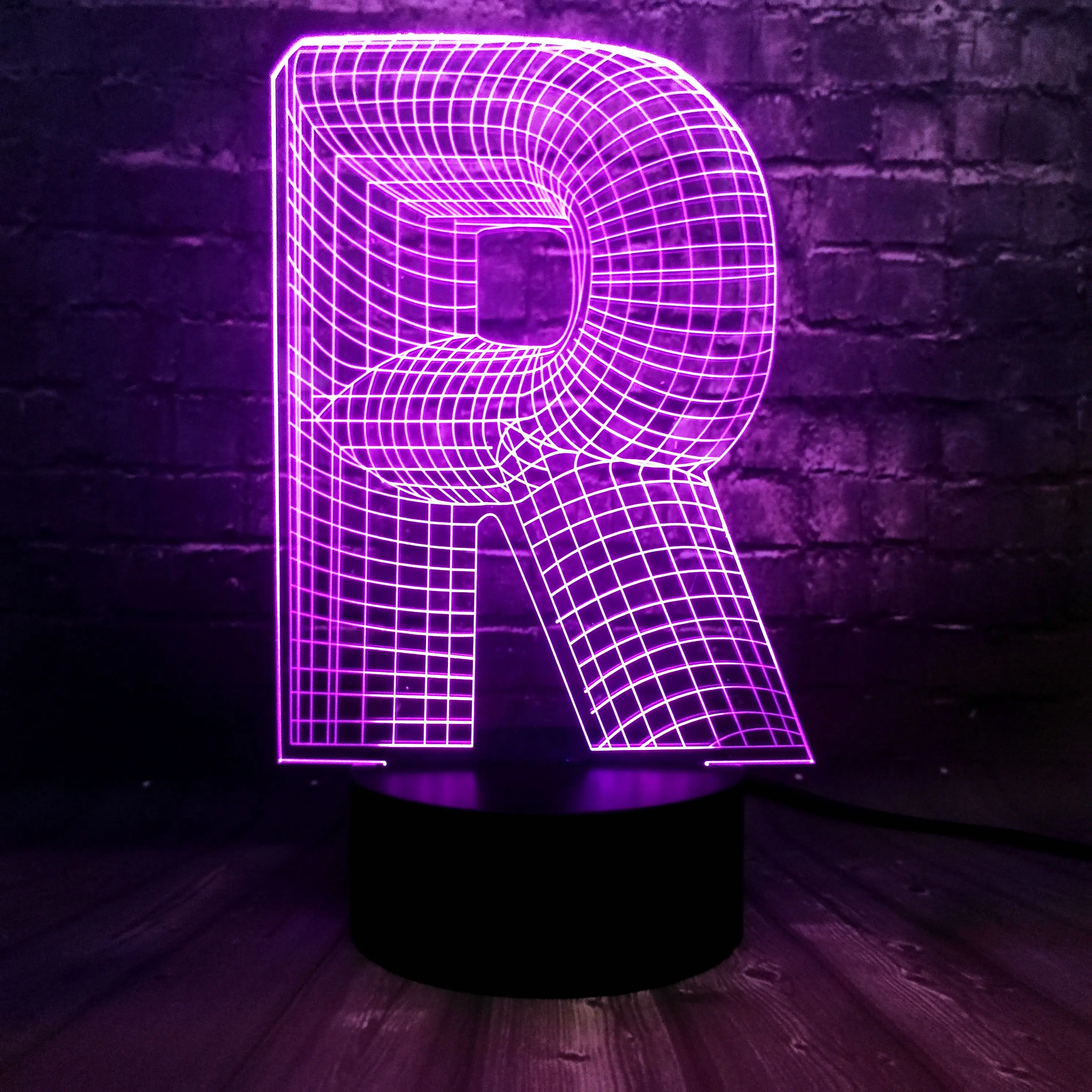 Новинка, 3D освещение, алфавит, буквы R, 7 цветов, сменный стол, светодиодный ночник, USB, сенсорное украшение для дома, ресторана, подарок для ребенка