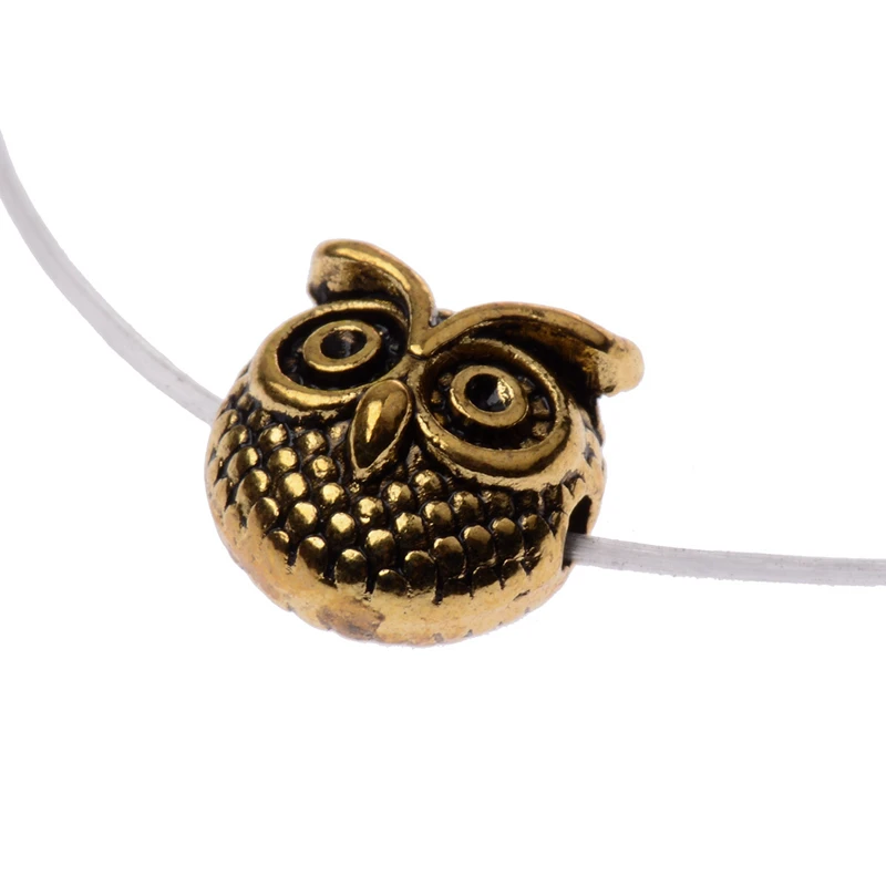 10 штук в лоте Очаровательные бусы из сплава сова золотого цвета форма ручной
