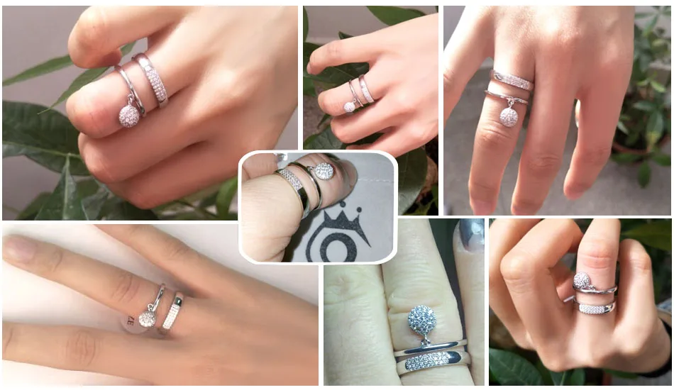 ORSA JEWELS Настоящее 925 пробы серебряные женские кольца AAA Блестящий кубический циркон паве установка женские ювелирные изделия для вечеринки SR54