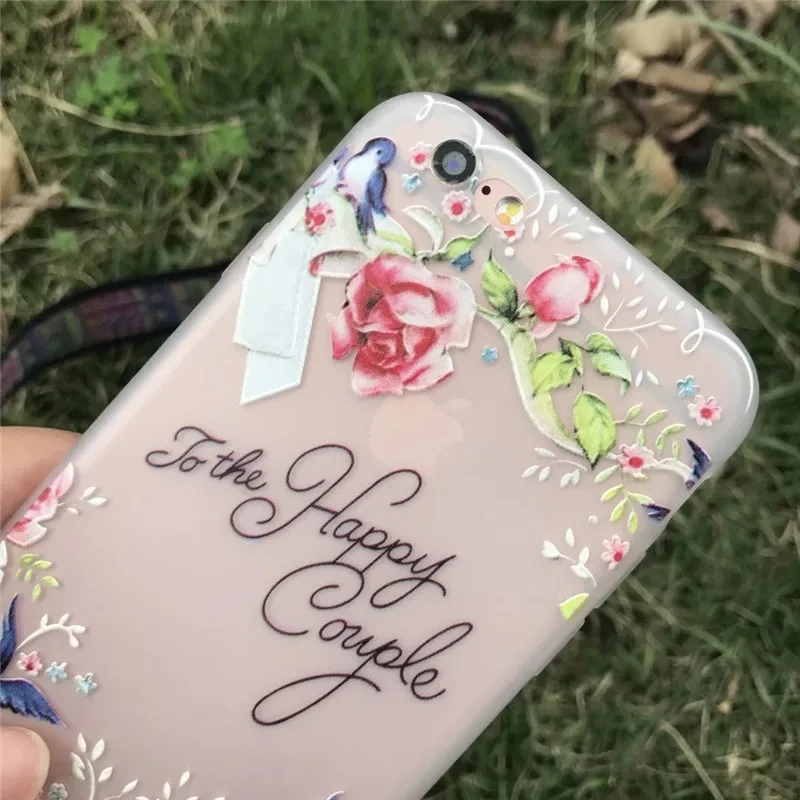 Relief Refreshing Flowers Birds Butterfly Stamp Pattern Soft Phone Case Back Cover For iPhone XR XS MAX 5s 6s Plus 8 7 Capa |