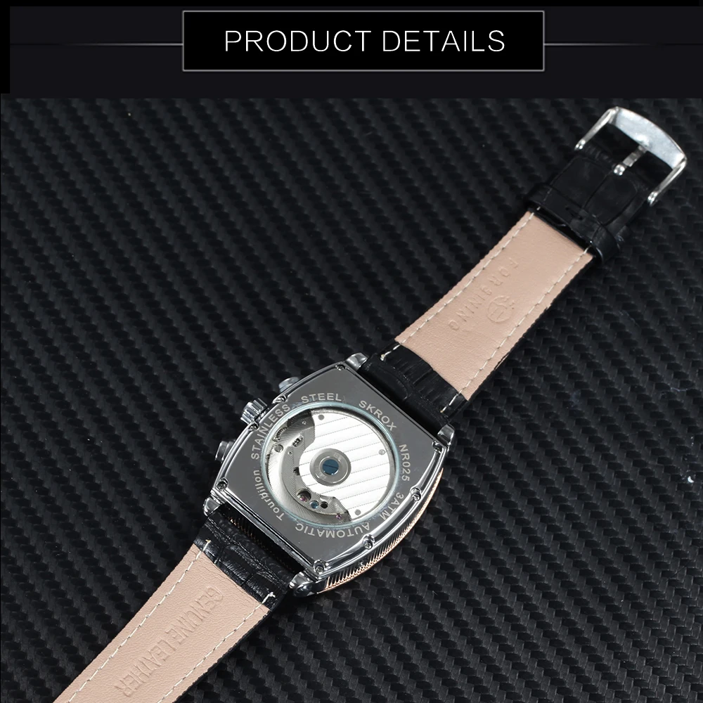 FORSINING унисекс Мужские автоматические механические часы Tourbillon из натуральной