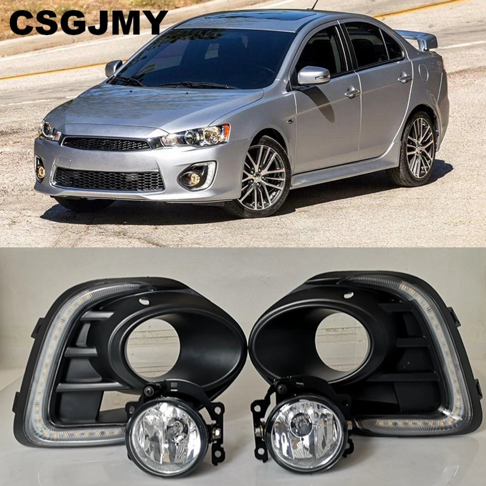CSGJMY 1 пара противотуманных фар для Mitsubishi Lancer 12 В Светодиодный дневной ходовой светильник DRL лампа с желтым сигналом
