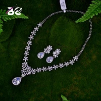be 8 luxury brilliant cubic zirconia clear zirconia flower design fashion style wedding bridal earring necklace jewelry setss042