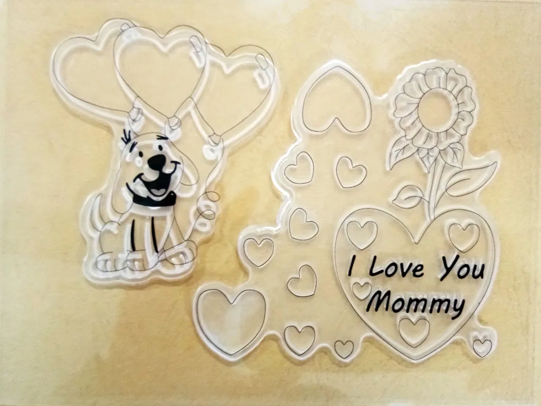Щенок Сердце воздушные шары набор прозрачный силиконовый штамп для скрапбукинга