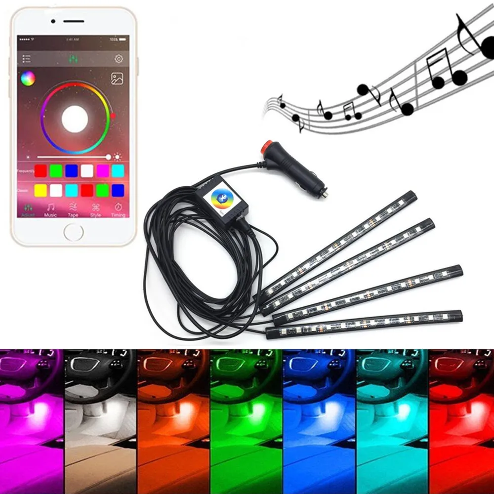 12 светодиодный RGB автомобилей Атмосфера украшения светильник полосы 12V Авто