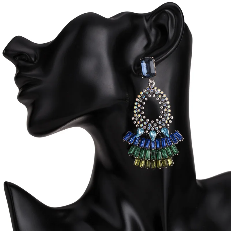 2019 новые американские преувеличенные модные серьги со стразами большие