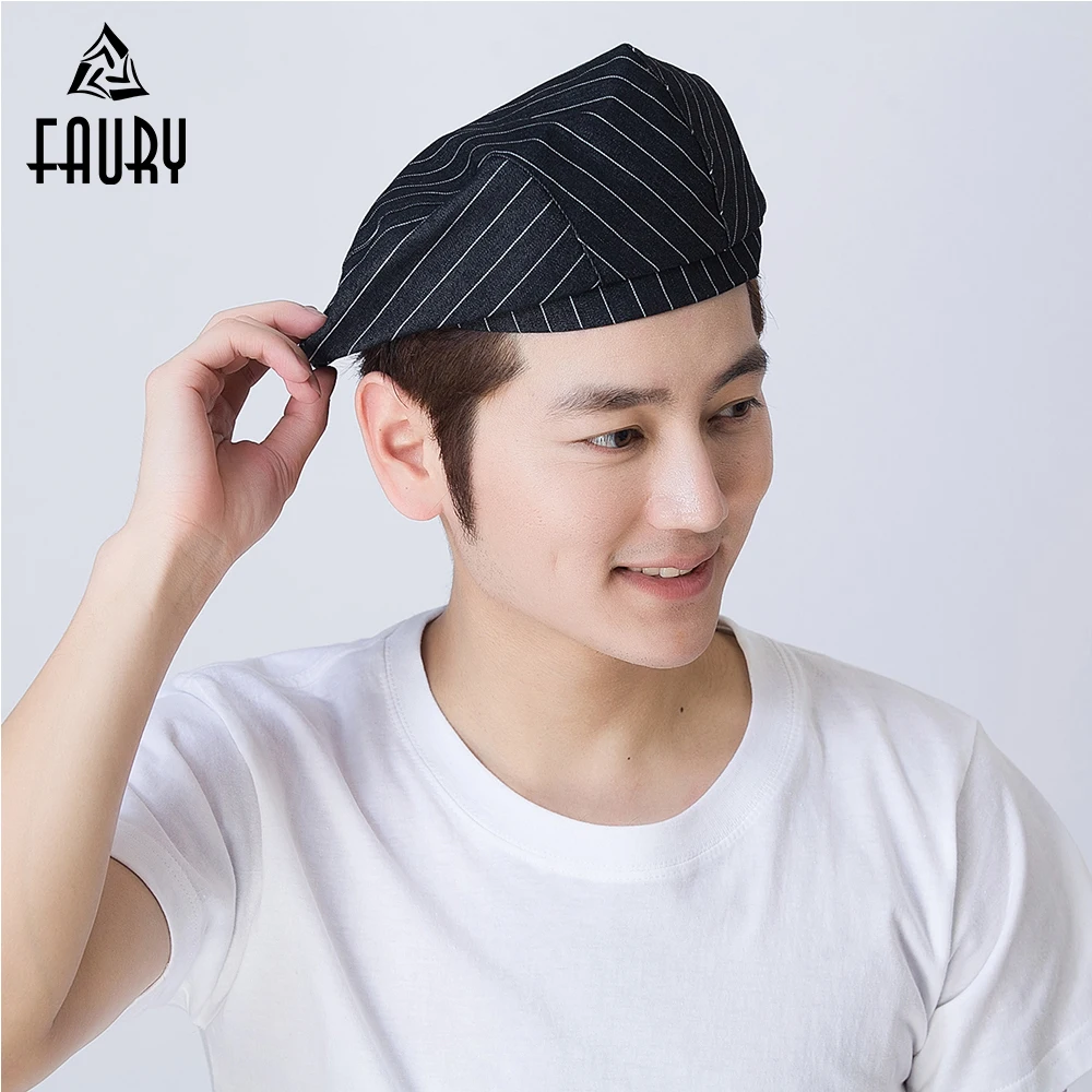 Food Service Wholesale Striped Hats 3 Colors Men Women Chef Work Cooking Wear Kitchen Cafe Bakery Waiter Waitress Forward Cap |
