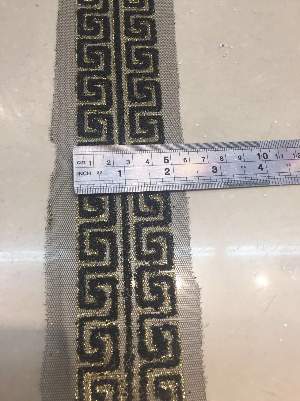 

Free shipping 100yards HLHB06# 5 cm black with gold Korean pearl lace for bridal wedding dress/sawing Free shipping