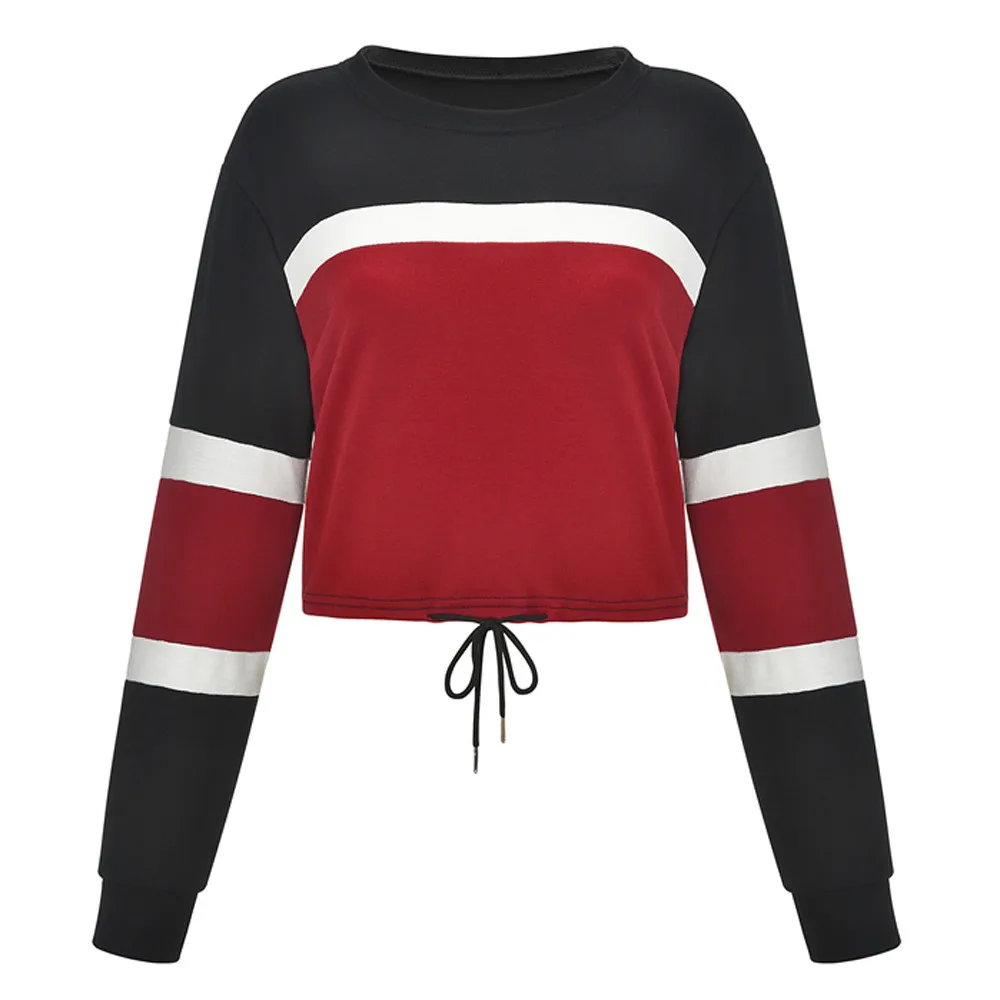 Женская Повседневная футболка с длинным рукавом и круглым вырезом модные