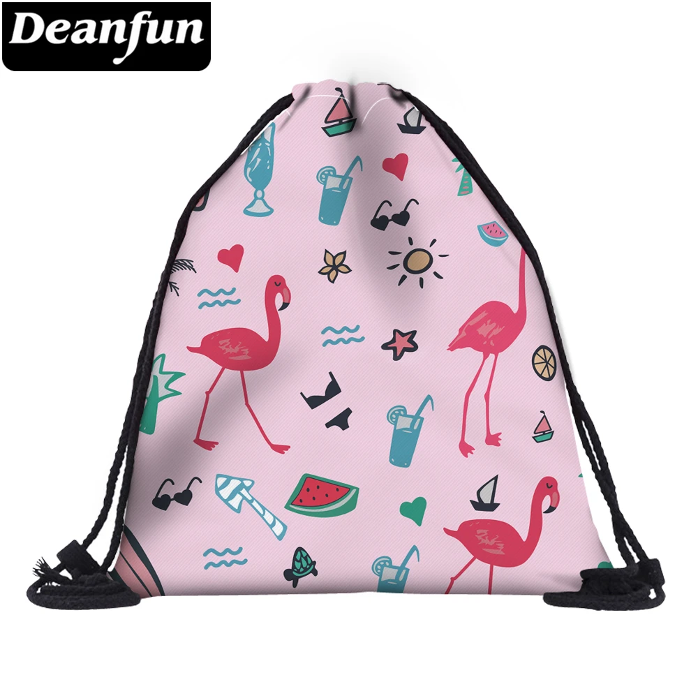 Сумка на шнурке Deanfun Flamingo с 3D принтом розовый милый подарок для девочек школьный
