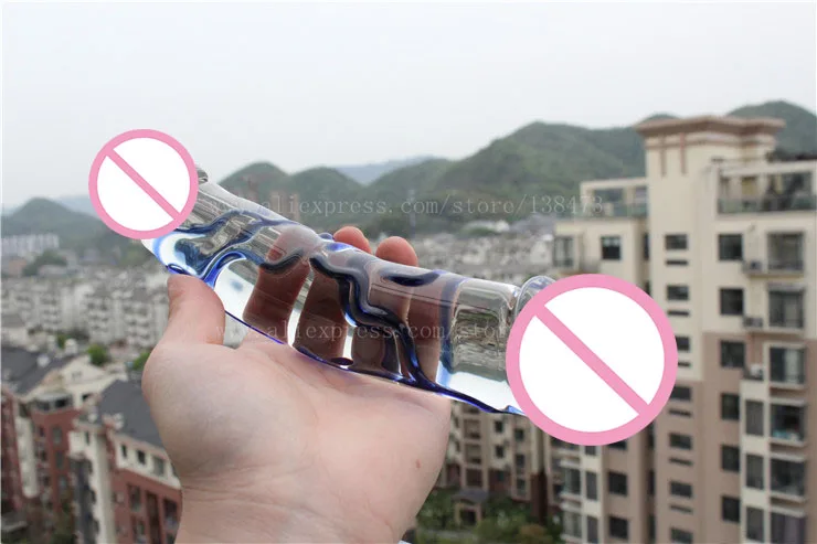 Стеклянный большой двойной фаллоимитатор с кристаллом пирекс пенис дидло