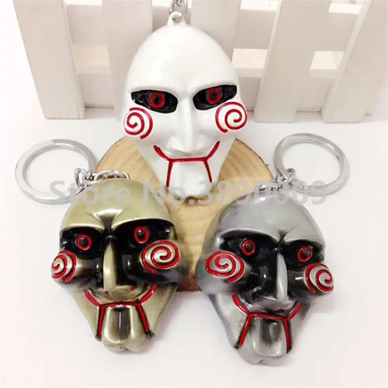 

HOT !!! Mask Keychain Anime Movie Series Keychain Steel Hacker Halloween Metal Mask Key Ancient Flower Face Mask Chain Key Ring