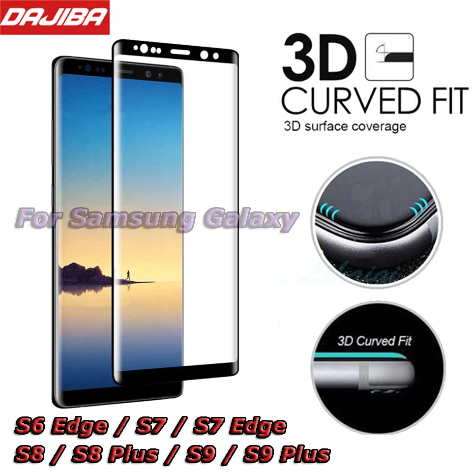 3D изогнутый край Полное покрытие закаленное стекло для Samsung Galaxy S6 Edge S7 S8 Plus S9