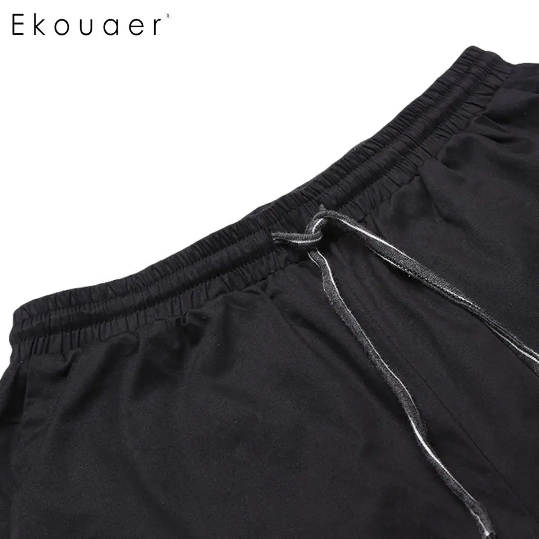 Женский пижамный комплект Ekouaer полосатая блузка с длинными рукавами и круглым
