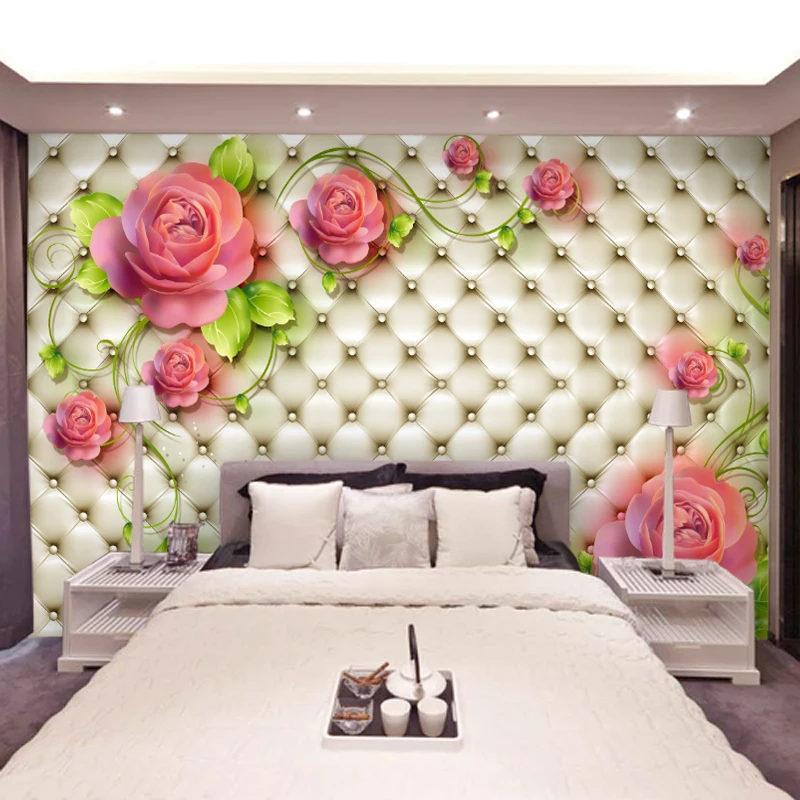 Мягкая Сумка розовая роза цветок фрески 3D Настенные обои для гостиной ТВ фон 3d