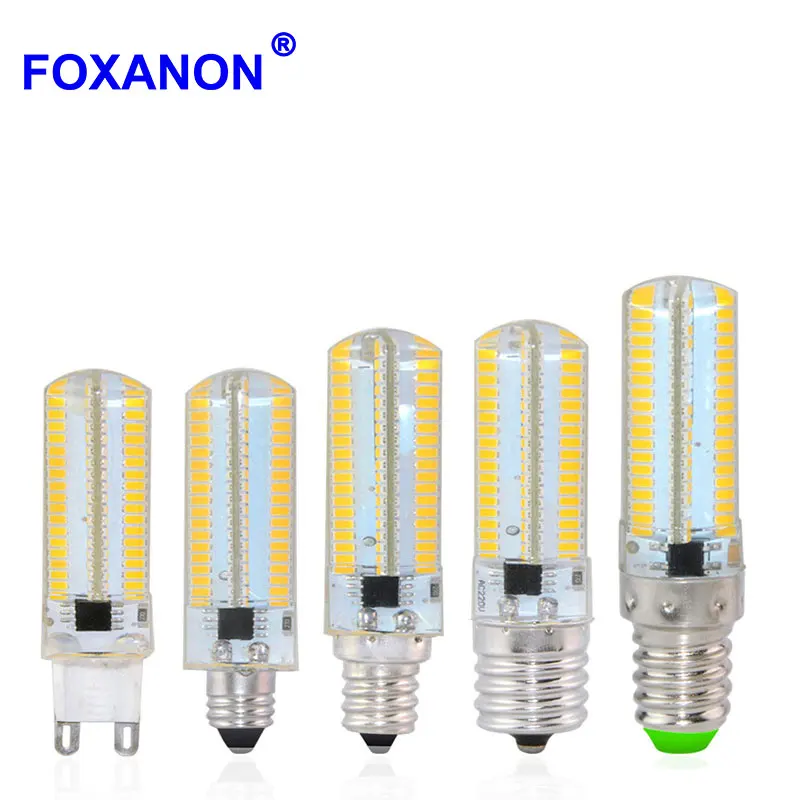 Светодиодная лампа Foxanon с регулируемой яркостью E11 E12 E14 E17 G9 110 в 100 152 светодиода