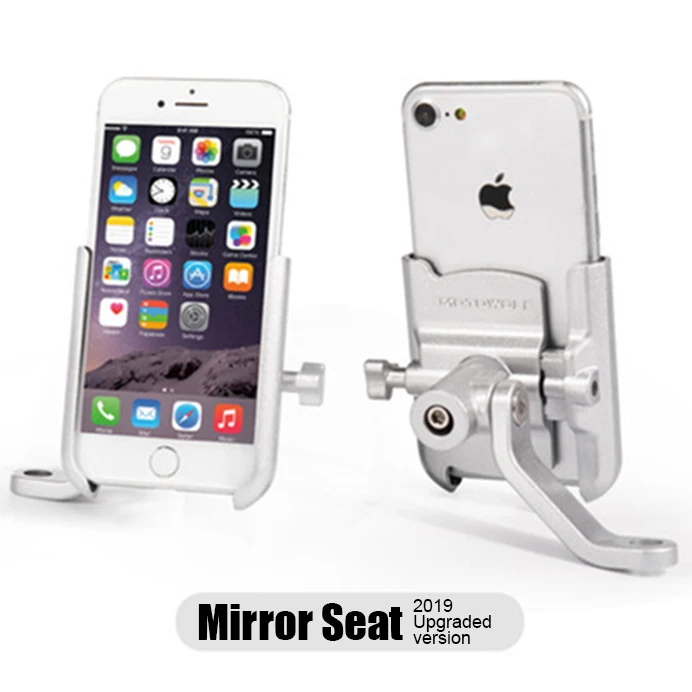 New Rearview Silver Алюминиевый сплав велосипедная Подставка Кронштейн регулируемый велосипедный руль крепление для телефона мотоциклетное зеркало заднего вида держатель для телефона - Цвет: New Rearview Silver
