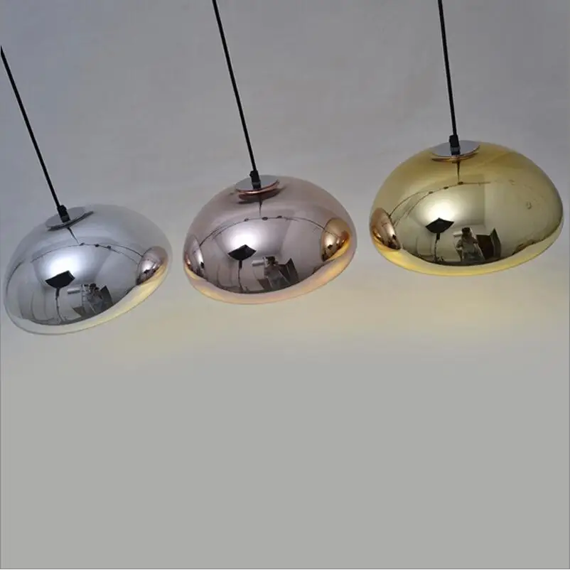D18cm D30cm современная стеклянная подвеска лампы 110-240 V E27 G4 Хром золотой Медь крепление на потолок для гостиной Спальня обеденный стол