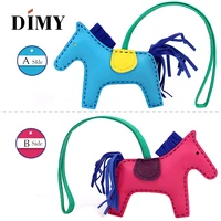 hand stitching mini leather horse for womens bag ornament 2 side bicolor sheepskin fringed petit pony rodeo charm pendant bag