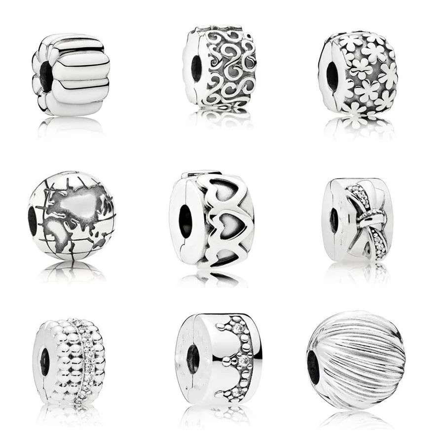 50 styles copper DAZZLING CROWN Rose Shining Flower clip bead Fit Original Pandora Bead Bracelet For Women Charm DIY P021