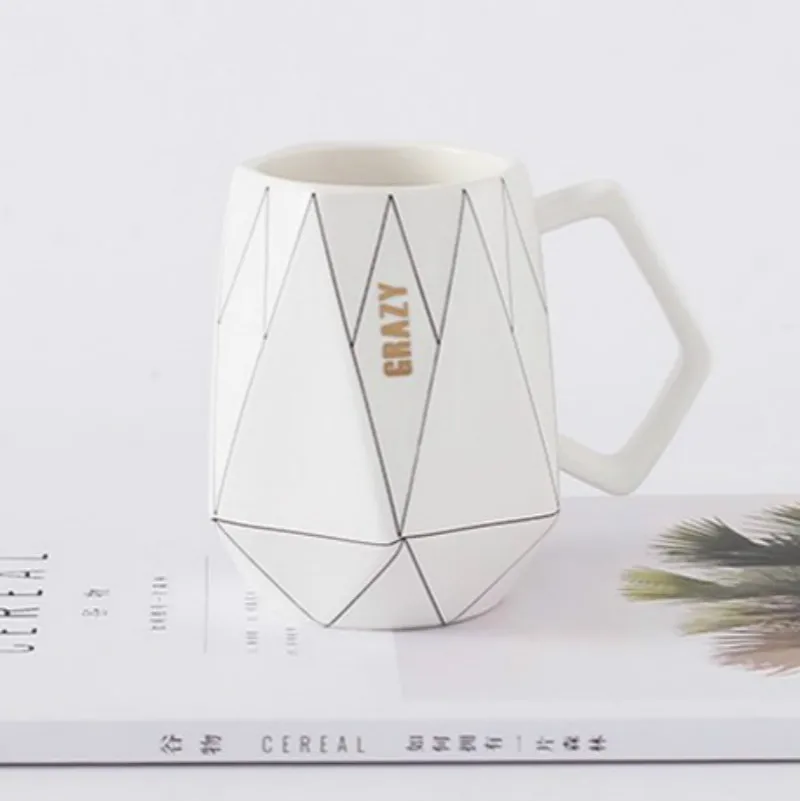 Креативная керамическая утренняя кружка в алмазном стиле черные или белые