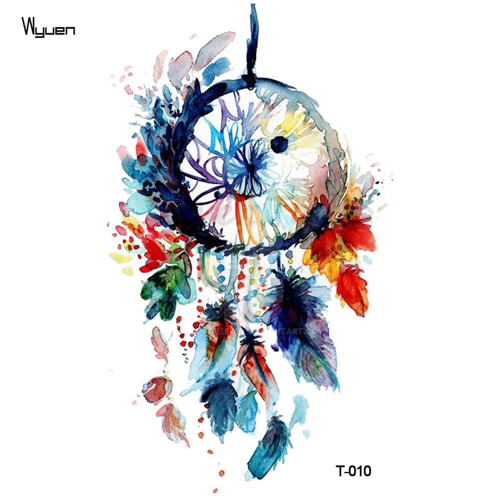 HXMAN Акварельная Ловец снов временные фальшивые татуировки стикер для боди арта