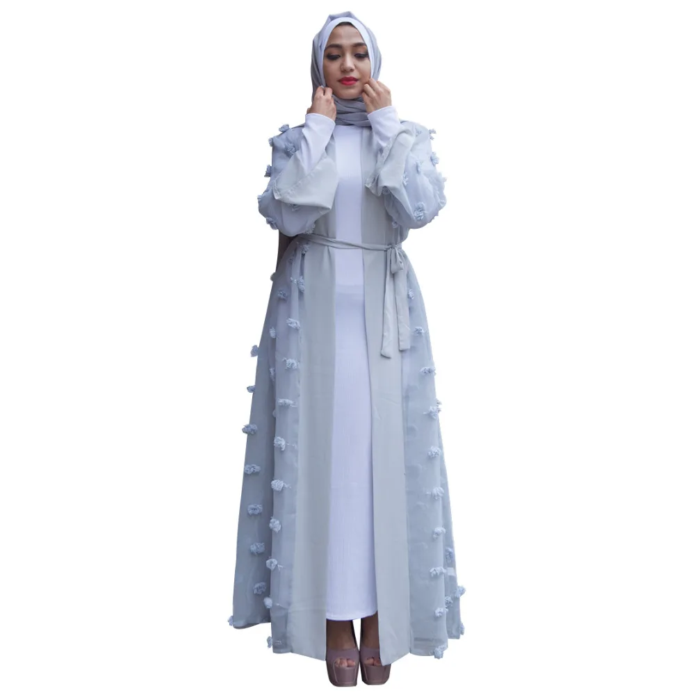 Liffle мех кардиган с аппликацией мусульманский абайя Для женщин Мусульманские