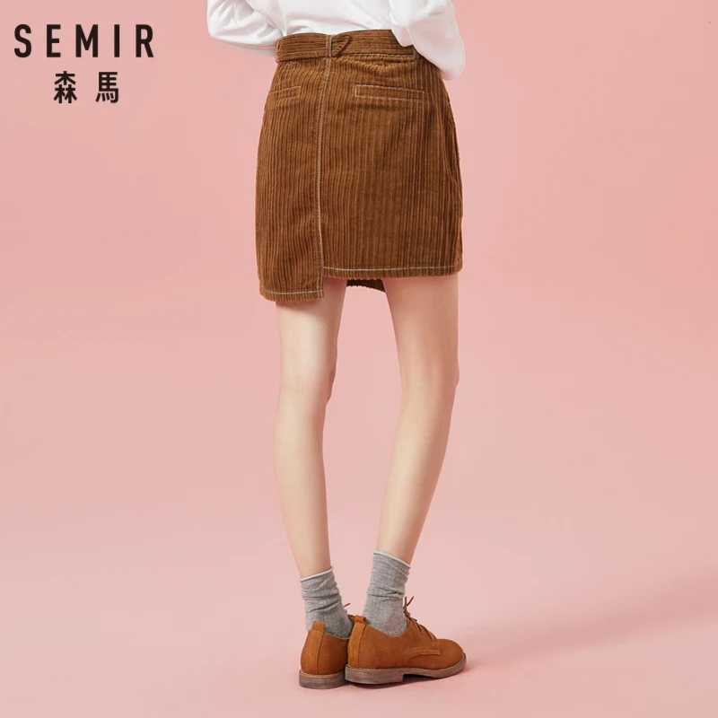 SEMIR Для женщин короткие Вельветовая юбка Высокая талия со съемной Туфли с