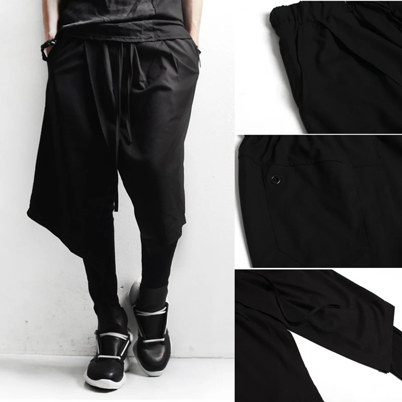 

27-44!!Men's clothing dj male culottes costume black boot cut jeans trousers